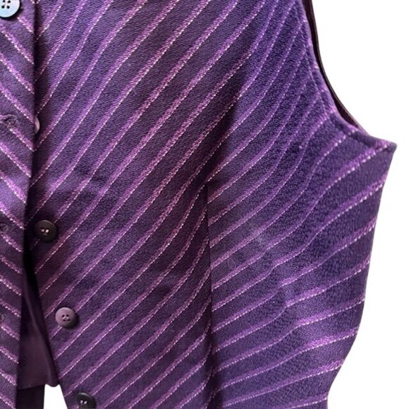 Pendleton Purple Wool & Acetate Womens Striped Vest Size 14 With Button Front & - Picture 2 of 7